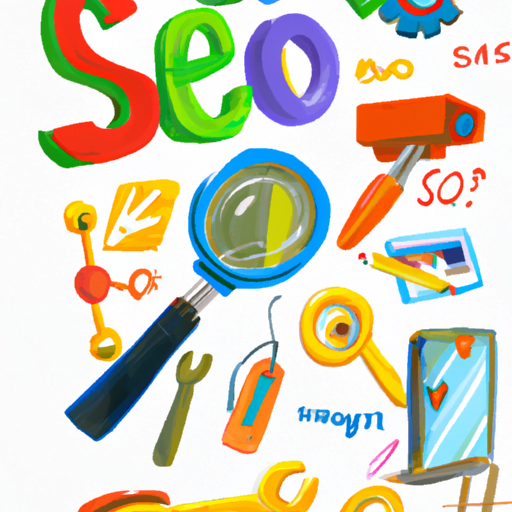 A colorful collage of SEO tools.