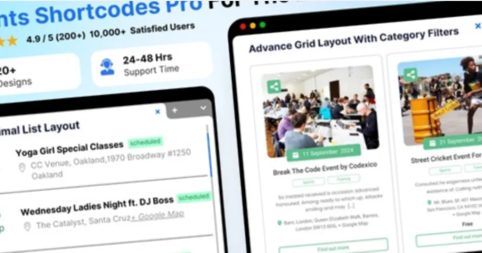 The Events Calendar Shortcode and Templates Pro
