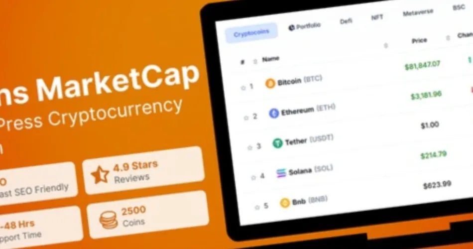 Coins MarketCap WordPress Cryptocurrency Plugin