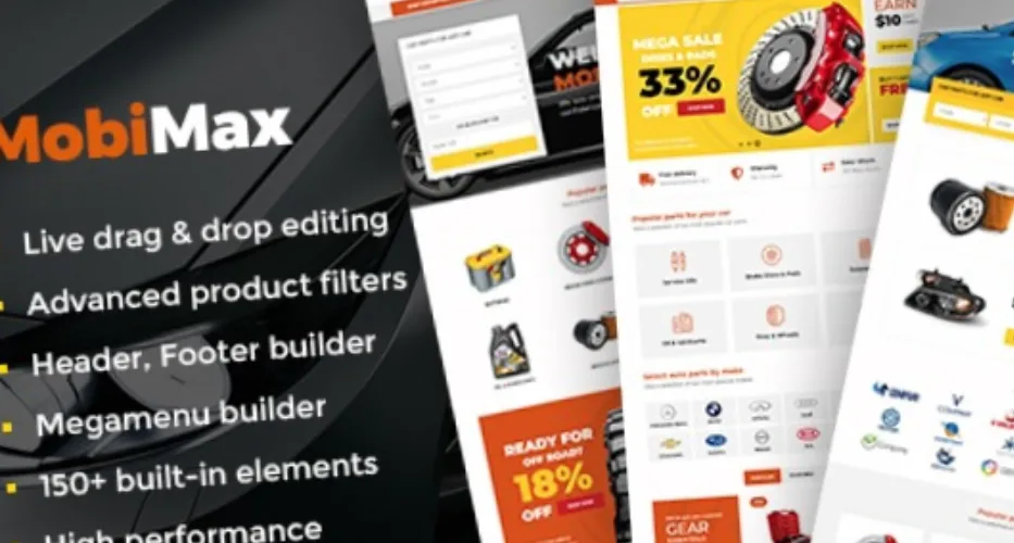 Mobimax Auto Parts WordPress Theme + WooCommerce Shop