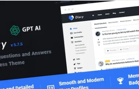 Discy (v5.7.5) Social Questions and Answers WordPress Theme